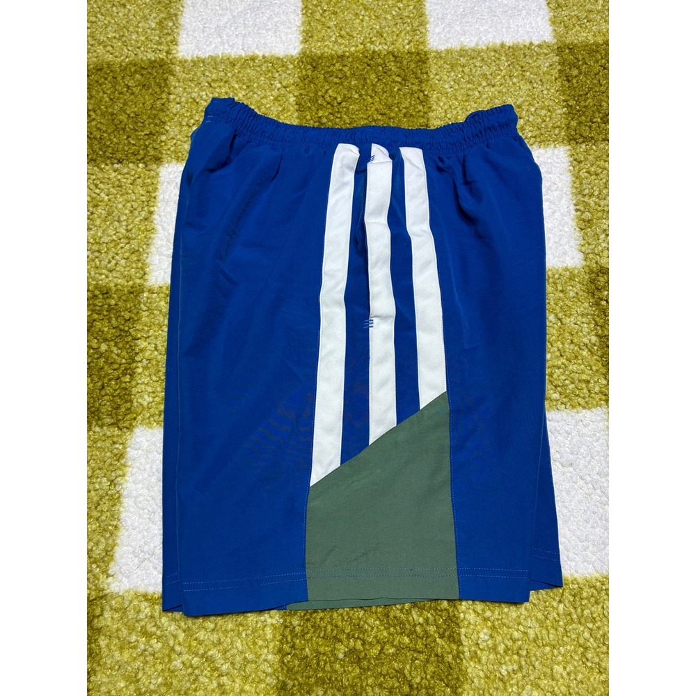 Adidas Mens Blue White Olive Green 3-Stripe Athletic Training Shorts Size M - Picture 3 of 8